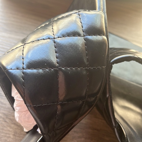 New with tags Women’s Black Quilted Open Square Toe Sandal Heel Mule Size 11 - Picture 11 of 11